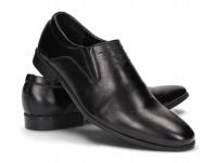 Eleganckie Mokasyny Męskie Wizytowe Skóra Naturalna 193/3 Czarny