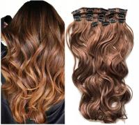 DOCZEPIANE WŁOSY ZESTAW Clip in Fale loki 7 PASM 160g