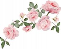 Наклейка на стену розы, цветы, листья, пионы аква