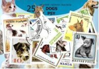 Zestaw 25 znaczków pocztowych - PSY