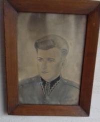 Старый портрет солдата Варшава 1951 г. Карандаш шки