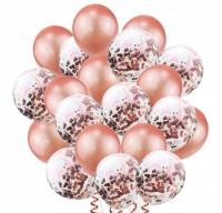 20szt BALONÓW Balony ROSE GOLD, z Konfetti Zestaw