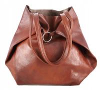 Torebka Skórzana Damska Shopper Skóra Naturalna Model 2w1 z kosmetyczką