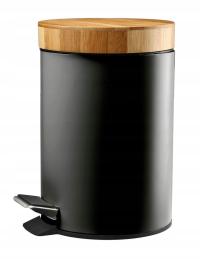 Корзина для мусора для ванной комнаты 3l металл бамбук черный