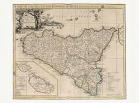 Сицилия Мальта богато украшенная карта Senex 1721