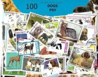 Zestaw 100 znaczków pocztowych - PSY