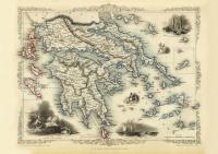Греция Афины карта иллюстрированная Таллис 1851 г.