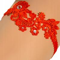 Красная подвязка кружева стразы выпускного вечера