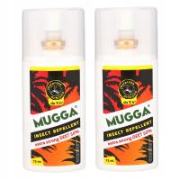 2 X MUGGA STRONG DEET 50% ŚRODEK SPRAY NA KOMARY TROPIKALNE KLESZCZE 75ML