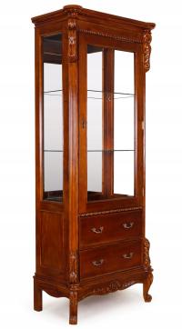 Stylowa Witryna Gablota 88x220 cm ludwikowska mahoń lite drewno 80250