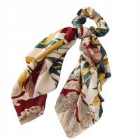 Резинка для волос, шарф из махровой ткани, завязанный бантом, длинные цветы