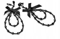 Klipsy Z Kokardką Bardzo Sexy Długie Czarne Wiszące Modne Wesele Oryginalne