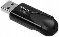 Pen-drive 64GB PNY Attache klasyczny wysuwany BLK