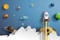 Настенные фрески для детей на заказ, космос, ракета