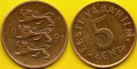 ESTONIA - 5 Senti 1991 r.