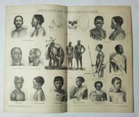 grafika Afrikanische Menschenstämme szczepy 1882