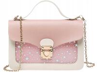 TOREBKA ROŻOWA W GWIAZDKI KLASYCZNA Do Ręki na Ramię KOPERTÓWKA Łańcuszek