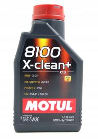 OLEJ MOTUL 8100 X-CLEAN+ 5W30 1L ACEA:C3/A3/B3/B4 VW:504.00/507.00,
