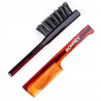 Ronney Zestaw do Brody i Wąsów Grzebień + Szczotka Brąz RAB00011