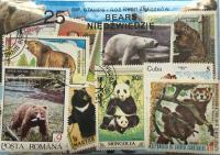 Zestaw 25 znaczków pocztowych - NIEDŻWIEDZIE