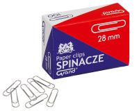 SPIANCZE BIUROWE Stalowe 28 mm 100 sztuk w PUDEŁKU Grand Srebrne TRADYCYJNE