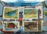 Zestaw 25 znaczków pocztowych - FAUNA MORSKA