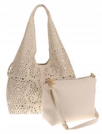 Torebka Damska Włoskiej marki ANDREA MASSI Ażurowa 2w1 Worek 23049 Beige
