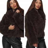 KURTKA DAMSKA ZIMOWA lekka krótka futrzana futerko lama brązowa czekoladowa