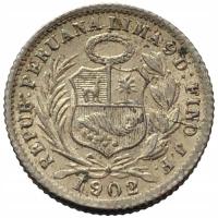 44623. Peru - 1/2 dinero - 1902r. - Ag