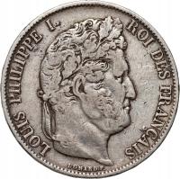 Francja, Ludwik Filip I, 5 franków 1844 BB