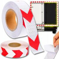 TAŚMA ODBLASKOWA OSTRZEGAWCZA BIAŁO-CZERWONA 5MX5CM SAMOPRZYLEPNA OBRYSOWA