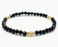 CZARNY TURMALIN z CYTRYNEM Bransoletka fasetowana na gumce 4mm