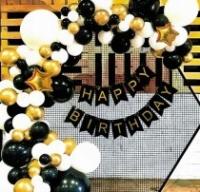 Girlanda balonowa czarno złota biała ZESTAW 84 szt. HAPPY BIRTHDAY