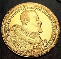 100 дукатов 1621, Сигизмунд III Ваза, Польша, позолоченная копия