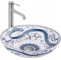 Umywalka Nablatowa Biało Niebieska Orientalna Biało Niebieska Rea Kioto