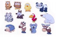 Magnesy kształtowe płaskie ZWIERZĘTA LEŚNE 12 szt