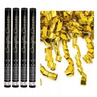 TUBY STRZELAJĄCE konfetti SERPENTYNY złote 60 cm 4 szt na urodziny wesele