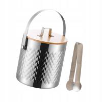 Dwuścienne izolowane wiaderko na lód 2L Łatwe do przenoszenia i przechowywania Wózek barowy Srebrny