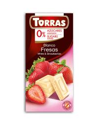 TORRAS белый шоколад с клубникой без сахара клейковины 75г