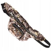 STYLOWA DAMSKA SASZETKA/NERKA Z CEKINAMI - ZŁOTA, MIĘKKA