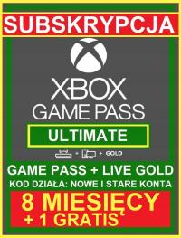 Live Gold + Game Pass ULTIMATE 8 miesięcy +1 KOD