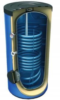 Pionowy ZASOBNIK BOJLER CIEPŁEJ WODY UŻYTKOWEJ CWU DWIE WĘŻOWNICE 200L