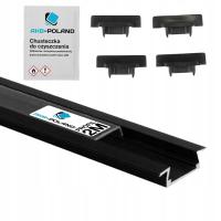 PROFIL LED WPUSZCZANY CZARNY ALUMINIOWY Klosz TRANSPRENTNY ZESTAW 2 METRY