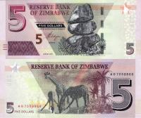 Zimbabwe 2019 - 5 Dollars Pick 102 UNC