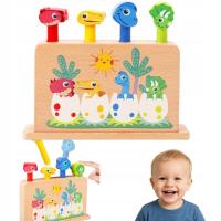 Gra Zręcznościowa Drewniana Manipulacyjna Sorter Wyskakujące Dinozaury