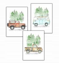 3 x plakaty dla chłopca las auta samochody jeep ogórek truck boho a3