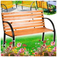 Ławka Ogrodowa Drewniana Z Oparciem Metalowa Ławeczka Parkowa Cmentarna 120