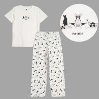 Bawełniana piżama dziewczęca z grafiką w pieski, komplet, 140 REPORTER