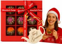 Herbata Kwitnąca BOMBONIERKA zestaw herbat kwitnących PREZENT na ŚWIĘTA