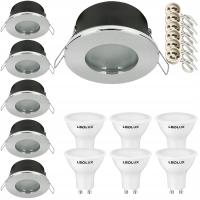 6x Oprawa halogenowa sufitowa hermetyczna IP44 + LED GU10 5W podbitka